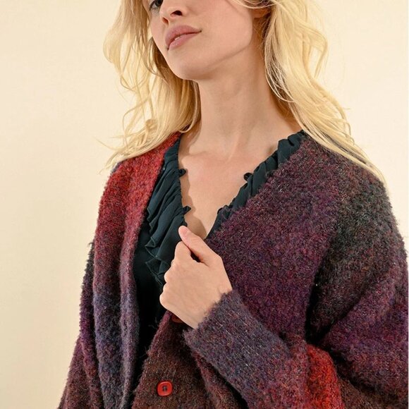 Red/purple Oversized Cardigan - Picture 8 of 9